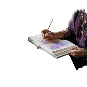 Artist With Artwork Vinyl Car Decal Sticker – Waterproof & UV-Resistant 3.4133333333333336"