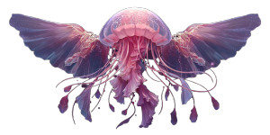 Winged Jellyfish Vinyl Car Decal Sticker – Waterproof & UV-Resistant 5.12"