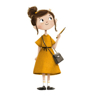 Excited Schoolgirl Vinyl Car Decal Sticker – Waterproof & UV-Resistant 3.4133333333333336"