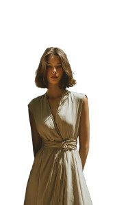 Beige Dress Model Vinyl Car Decal Sticker – Waterproof & UV-Resistant 9.706666666666667"