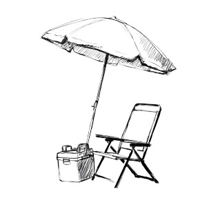 Beach Umbrella Sketch Vinyl Car Decal Sticker – Waterproof & UV-Resistant 3.4133333333333336"