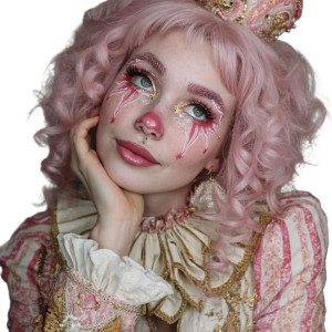 Pink Rococo Clown Vinyl Car Decal Sticker – Waterproof & UV-Resistant 3.4133333333333336"