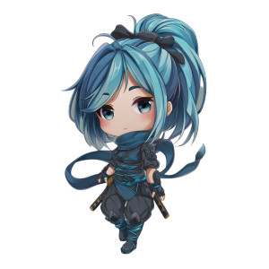 Chibi Ninja Girl Vinyl Car Decal Sticker – Waterproof & UV-Resistant 3.4133333333333336"