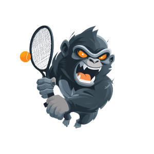 Angry Tennis Monkey Vinyl Car Decal Sticker – Waterproof & UV-Resistant 6.826666666666667"