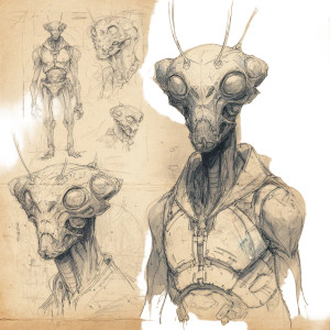 Menacing Alien Sketch V2 Vinyl Car Decal Sticker – Waterproof & UV-Resistant 6.826666666666667"