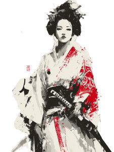 Elegant Geisha Warrior Vinyl Car Decal Sticker – Waterproof & UV-Resistant 4.1066666666666665"