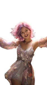 Dancing Purple-Haired Girl Vinyl Car Decal Sticker – Waterproof & UV-Resistant 4.8533333333333335"