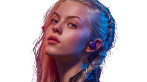 Blonde Woman Headphones Vinyl Car Decal Sticker – Waterproof & UV-Resistant 2.72"