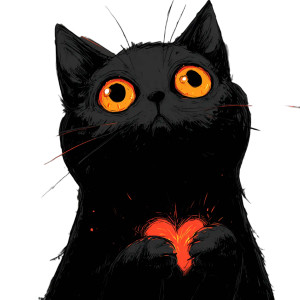 Black Cat Heart V2 Vinyl Car Decal Sticker – Waterproof & UV-Resistant 6.826666666666667"