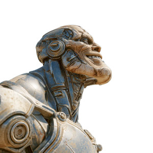 Muscular Robot Smiling Vinyl Car Decal Sticker – Waterproof & UV-Resistant 3.4133333333333336"