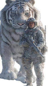 Soldier And Tiger Vinyl Car Decal Sticker – Waterproof & UV-Resistant 4.8533333333333335"