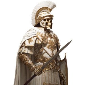 Divine Skeleton Soldier Vinyl Car Decal Sticker – Waterproof & UV-Resistant 3.4133333333333336"