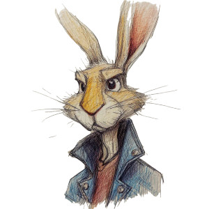 Anthropomorphic Jackrabbit Sketch Vinyl Car Decal Sticker – Waterproof & UV-Resistant 6.826666666666667"
