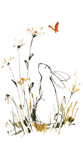 Curious White Bunny V2 Vinyl Car Decal Sticker – Waterproof & UV-Resistant 4.8533333333333335"