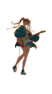 Stylish Guitarist Girl Vinyl Car Decal Sticker – Waterproof & UV-Resistant 4.8533333333333335"
