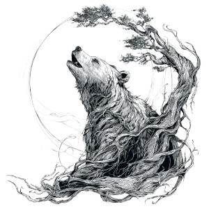 Bear Moon Tattoo Vinyl Car Decal Sticker – Waterproof & UV-Resistant 3.4133333333333336"