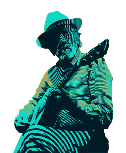 Old Guitarist Pictogram Vinyl Car Decal Sticker – Waterproof & UV-Resistant 8.0"