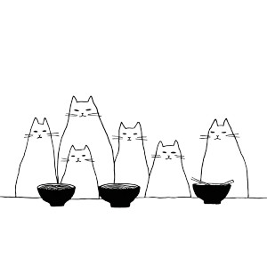 Cats Enjoying Ramen Vinyl Car Decal Sticker – Waterproof & UV-Resistant 3.4133333333333336"