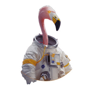 Astronaut Flamingo Vinyl Car Decal Sticker – Waterproof & UV-Resistant 6.826666666666667"