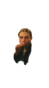 Young Woman Chewing Gum Vinyl Car Decal Sticker – Waterproof & UV-Resistant 4.8533333333333335"