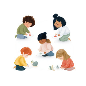 Children Exploring Senses Vinyl Car Decal Sticker – Waterproof & UV-Resistant 3.4133333333333336"