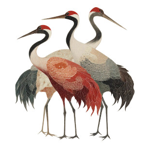 Stylized Japanese Cranes Vinyl Car Decal Sticker – Waterproof & UV-Resistant 3.4133333333333336"