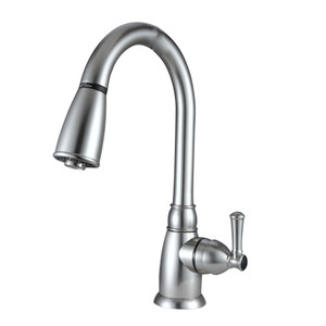 Enhance Your Kitchen with Dura Faucet Single Lever Handle Faucet | 15 Inch Pull Down Spout | Brushed Satin Nickel Finish