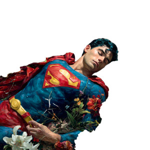 Superman In Flowers Vinyl Car Decal Sticker – Waterproof & UV-Resistant 3.4133333333333336"
