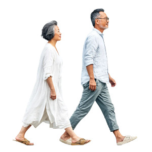 Asian Couple Walking Vinyl Car Decal Sticker – Waterproof & UV-Resistant 3.4133333333333336"