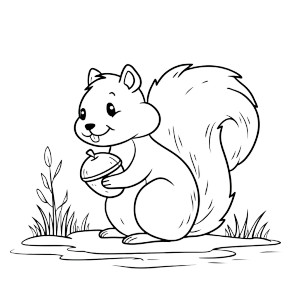 Cartoon Squirrel Acorn Vinyl Car Decal Sticker – Waterproof & UV-Resistant 6.826666666666667"