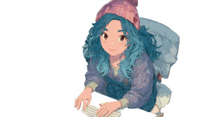 Tech-Savvy Anime Girl Vinyl Car Decal Sticker – Waterproof & UV-Resistant 2.72"
