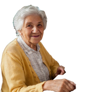 Smiling Elderly Woman V15 Vinyl Car Decal Sticker – Waterproof & UV-Resistant 6.826666666666667"