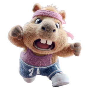 Sporty Capybara Vinyl Car Decal Sticker – Waterproof & UV-Resistant 3.4133333333333336"