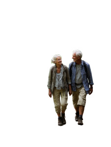 Senior Hiking Couple Vinyl Car Decal Sticker – Waterproof & UV-Resistant 8.213333333333333"