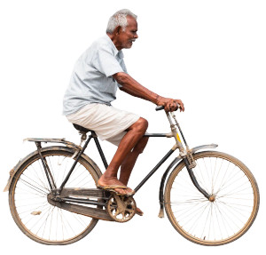 Elderly Cyclist Vinyl Car Decal Sticker – Waterproof & UV-Resistant 3.4133333333333336"