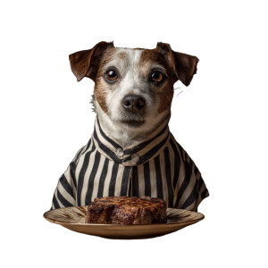 Striped Dog Eating Vinyl Car Decal Sticker – Waterproof & UV-Resistant 6.826666666666667"