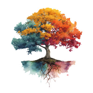 Floating Colorful Tree Vinyl Car Decal Sticker – Waterproof & UV-Resistant 3.4133333333333336"