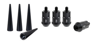 True Spike Lug Nut Locks | Black Acorn 1/2x20 Thread | Set Of 4 | Steel Construction True Spike Lug Nut Locks | Black Acorn 1/2x20 Thread | Set Of 4 | Steel Construction