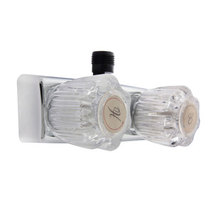 Premium 2-Valve Shower Control Valve | Clear Crystal Knobs | Chrome Plated Plastic | Wall Mount