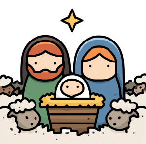 Holy Family Scene V2 Vinyl Car Decal Sticker – Waterproof & UV-Resistant 3.4133333333333336"