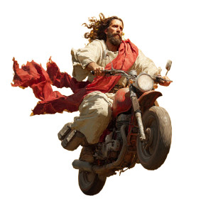 Jesus On Motorcycle Vinyl Car Decal Sticker – Waterproof & UV-Resistant 6.826666666666667"