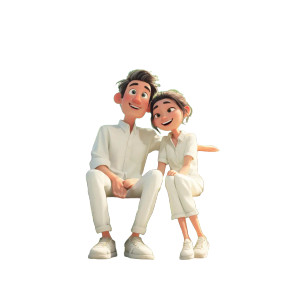 Happy Asian Couple V4 Vinyl Car Decal Sticker – Waterproof & UV-Resistant 3.4133333333333336"
