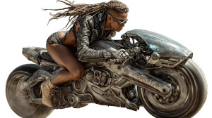 Cyberpunk Motorcycle Rider V5 Vinyl Car Decal Sticker – Waterproof & UV-Resistant 2.72"
