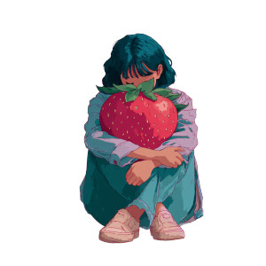 Girl With Strawberry Vinyl Car Decal Sticker – Waterproof & UV-Resistant 3.4133333333333336"