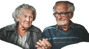 Elderly Couple Sorrow Vinyl Car Decal Sticker – Waterproof & UV-Resistant 5.4