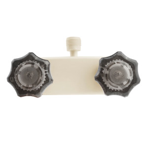 Upgrade Your Shower with Dura Faucet 2 Valve Control | Premium Synthetic Waterways | Smoked Crystal Knob | Bisque Parchment