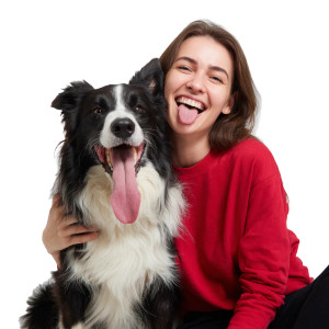 Joyful Woman And Dog Vinyl Car Decal Sticker – Waterproof & UV-Resistant 6.826666666666667" Joyful Woman And Dog Vinyl Car Decal Sticker – Waterproof & UV-Resistant 6.826666666666667"