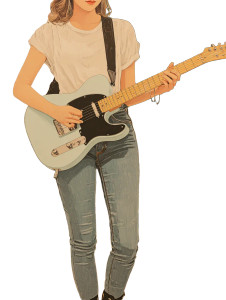 Cool Guitarist Girl Vinyl Car Decal Sticker – Waterproof & UV-Resistant 8.213333333333333"