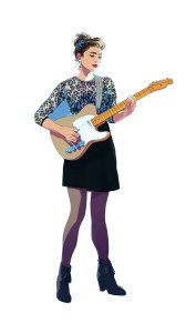 Guitar Playing Woman V4 Vinyl Car Decal Sticker – Waterproof & UV-Resistant 9.706666666666667"