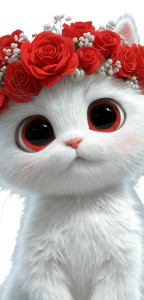 Cute Kitten Roses Vinyl Car Decal Sticker – Waterproof & UV-Resistant 5.226666666666667"